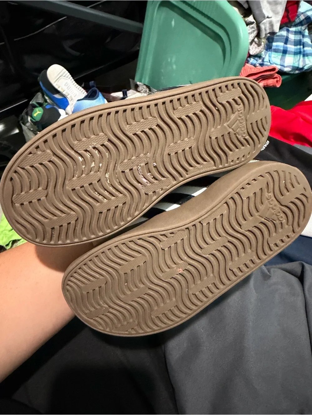Adidas Kids White Black Gum Sole Velcro Sneakers